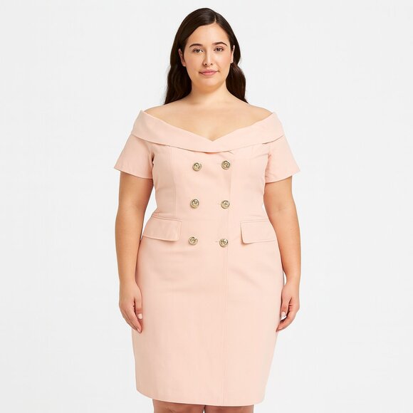 Venus Size 12 Light Pink Dress With Buttons Short Sleeve - Picture 1 of 9